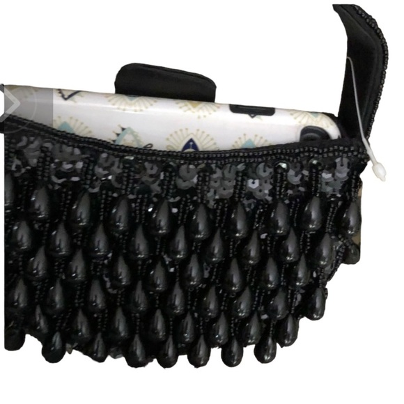 LA REGALE Black Formal tear drop Beaded Sequin mini bag Clutch NWT - Picture 3 of 13